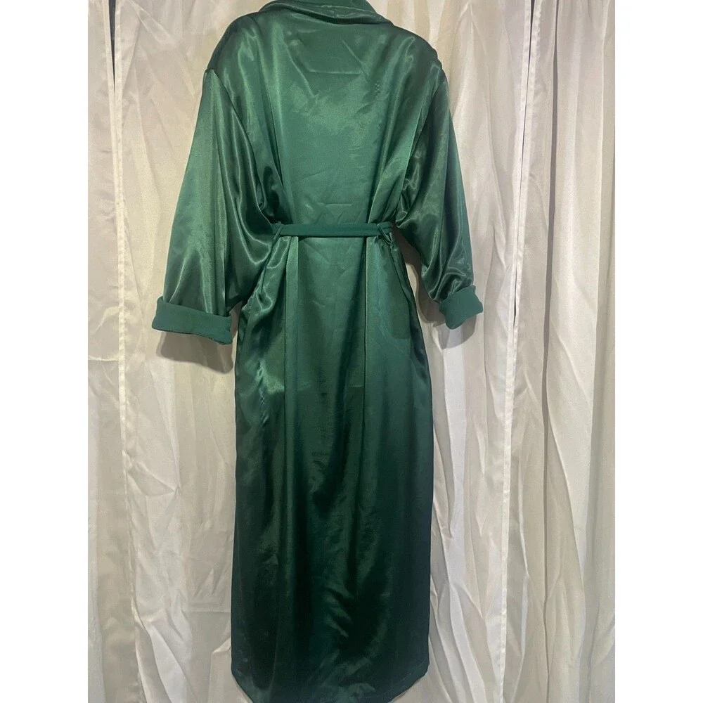 Victoria's Secret Women's Vintage Gold Label 90’s Green Satin Bath Robe Size X/S - Picture 5 of 8